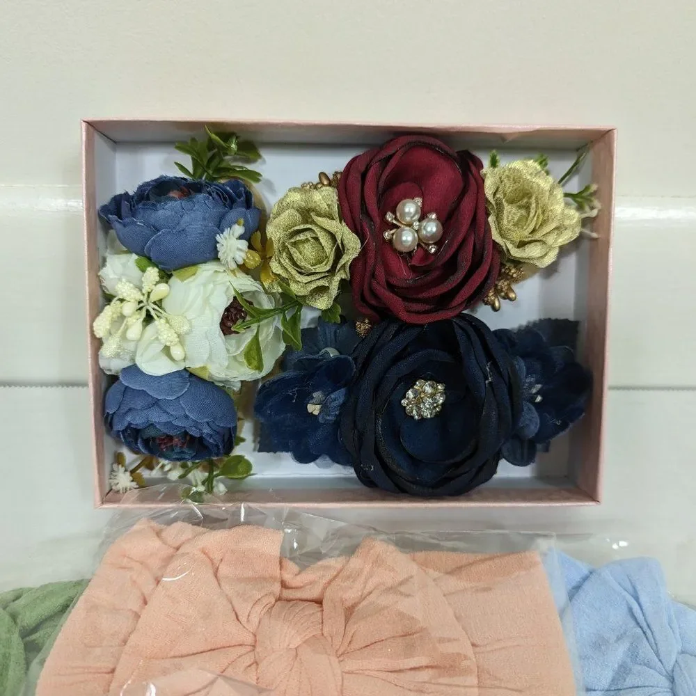 Infant Baby Girl Headbands Lot of 13 Bright Colors Floral Nylon Stretchy